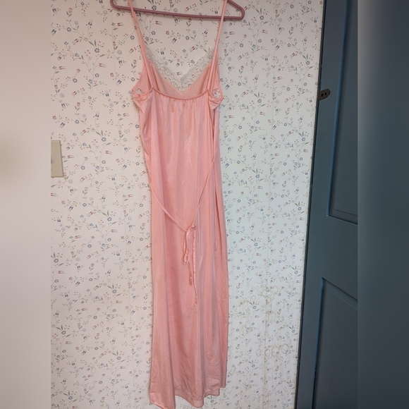 🍑 Petra Slip Dress White Floral Lace Panel 1970 Maxi Nylon Large Nightgown US - Picture 5 of 12